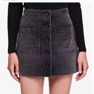 Free People Button Black Denim Skirt